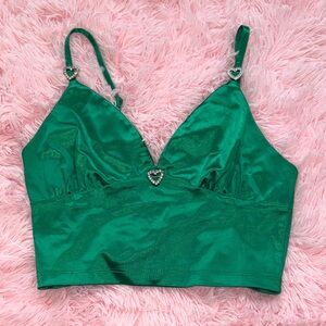 Elegant Green Satin Bralette